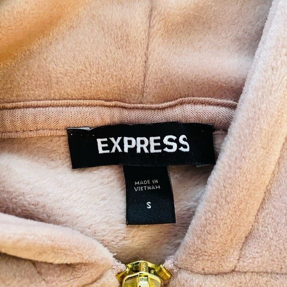 Express Velour Zip Up Hoodie Size Small Super Soft & Cozy Mauve Pink - Picture 4 of 9